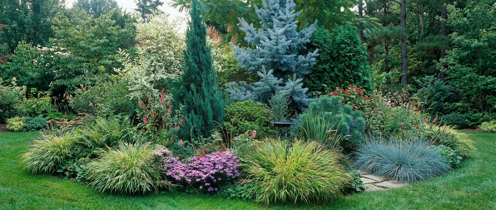 Layered conifer garden