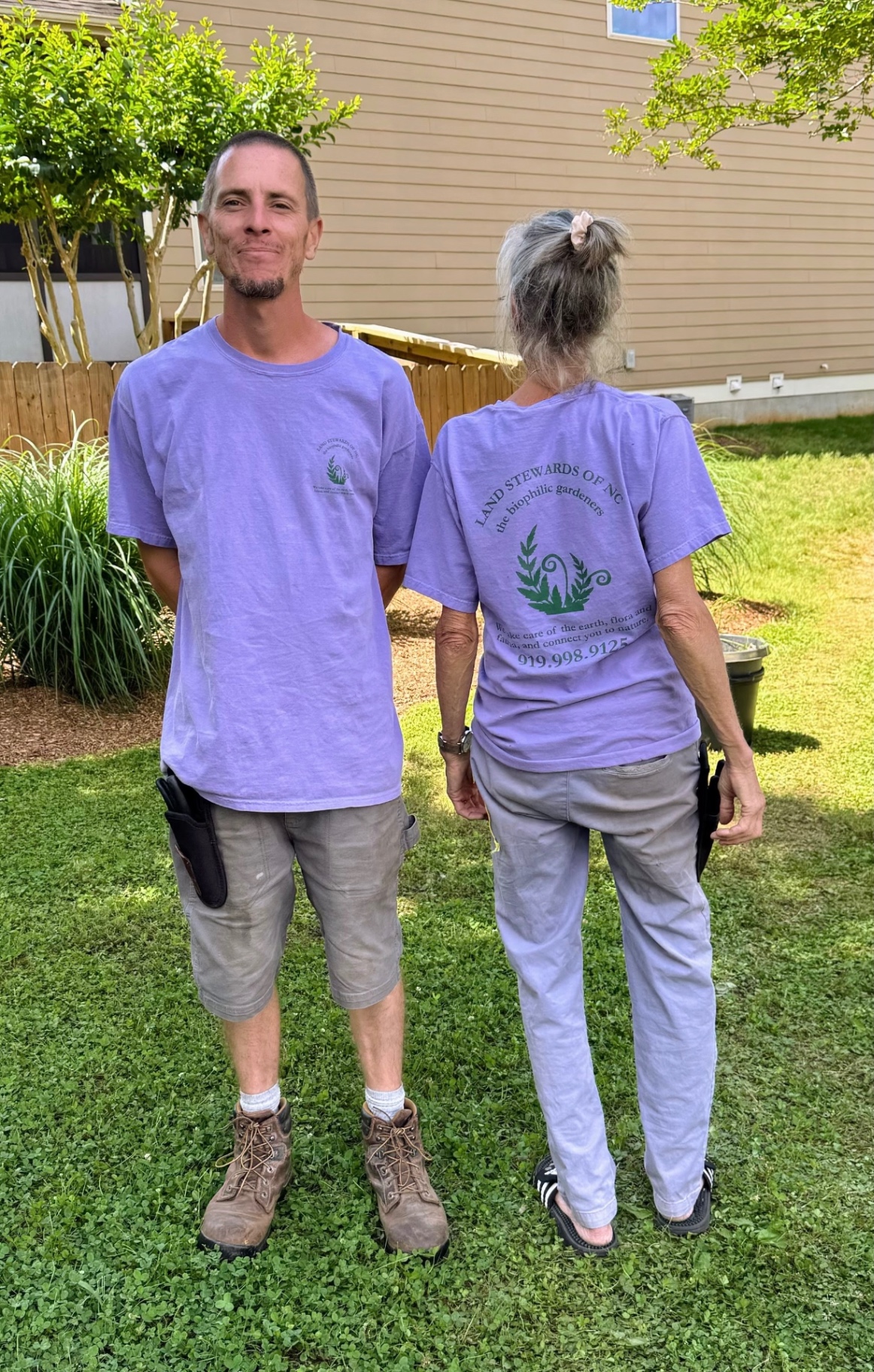 Two Land Stewards team members in the garden